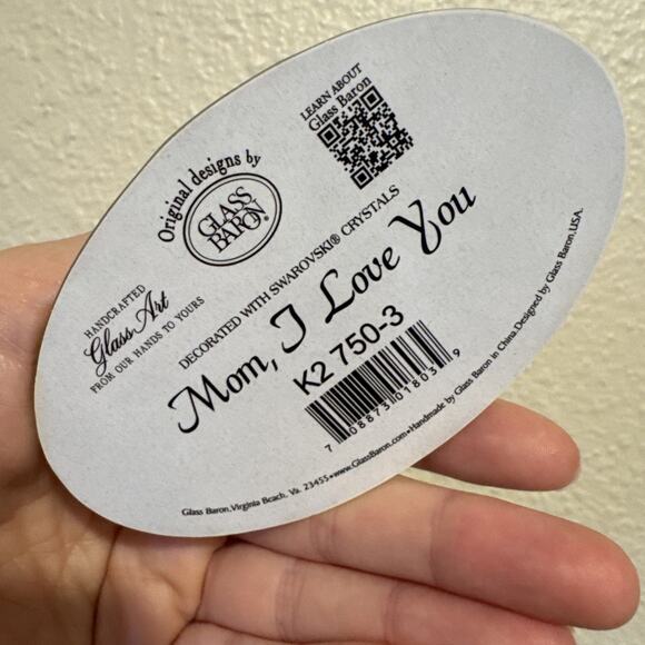 Handcrafted Glass Baron Glass Figurine Mom I love You Genuine Crystal Butterfly - Picture 5 of 6